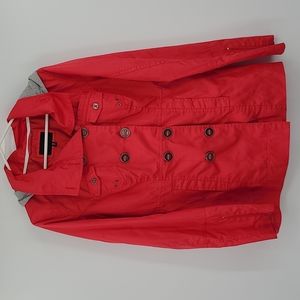 Hurley Small pink salmon gray hooed long sleeve lightweight button up jacket